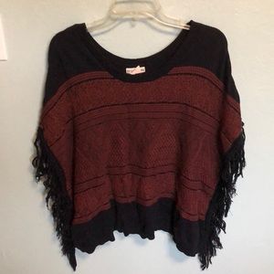 Billabong tribal fringe short sleeve sweater